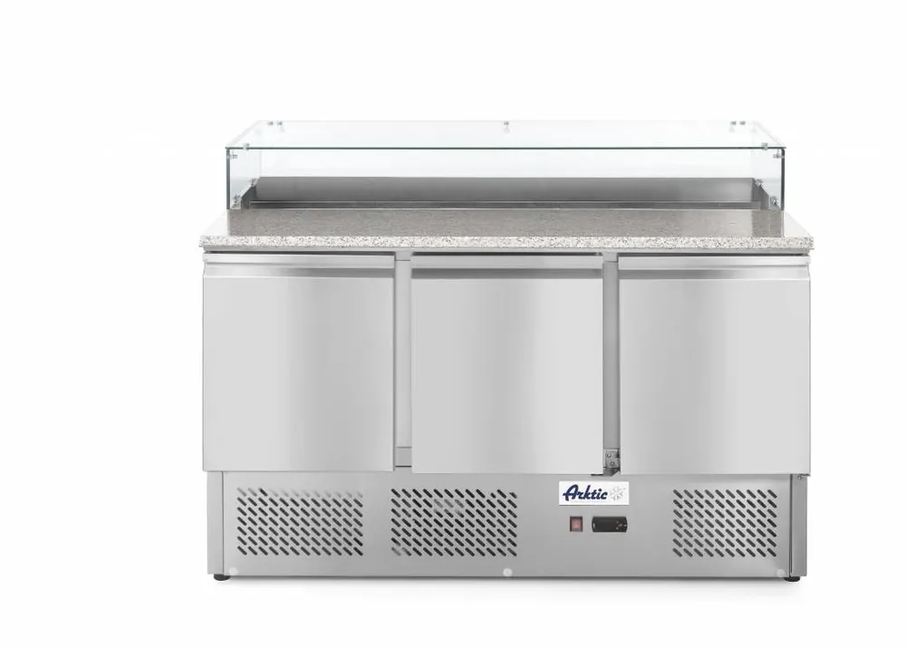 Rechtstreeks Van De Fabrikant Pizzawerkbank 3 Deurs - Opzetkoelvitrine - 8x GN 1/6 - 1360x700x(H)1120mm