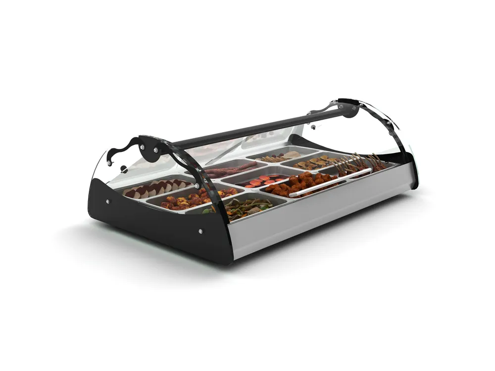 Maxiself Warmhoudvitrine - LED Verlichting - Geschikt voor 2x 1/1GN 65mm - Self Service - 1020x650x320mm Superprijs