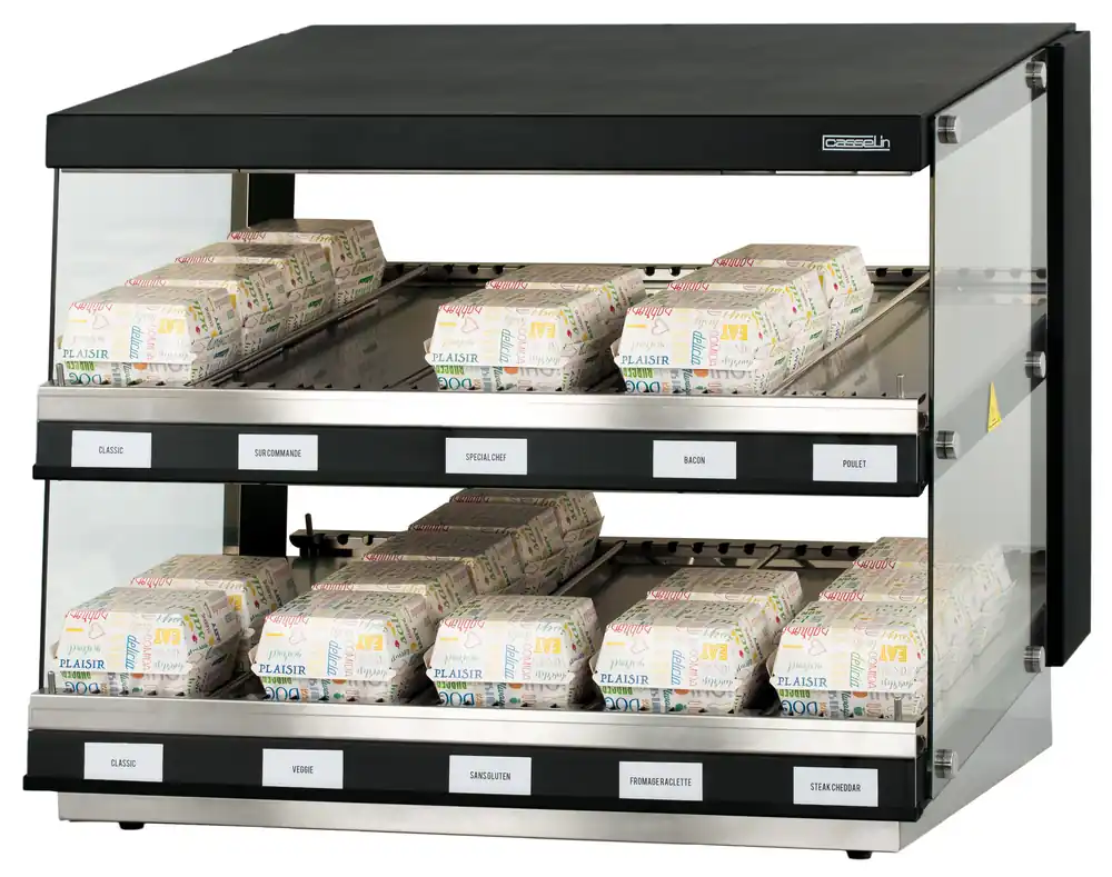 Burger Warmhoudvitrine - UV Lamp verwarming 30 tot 90°C - 800x640x(H)685mm Express Levering