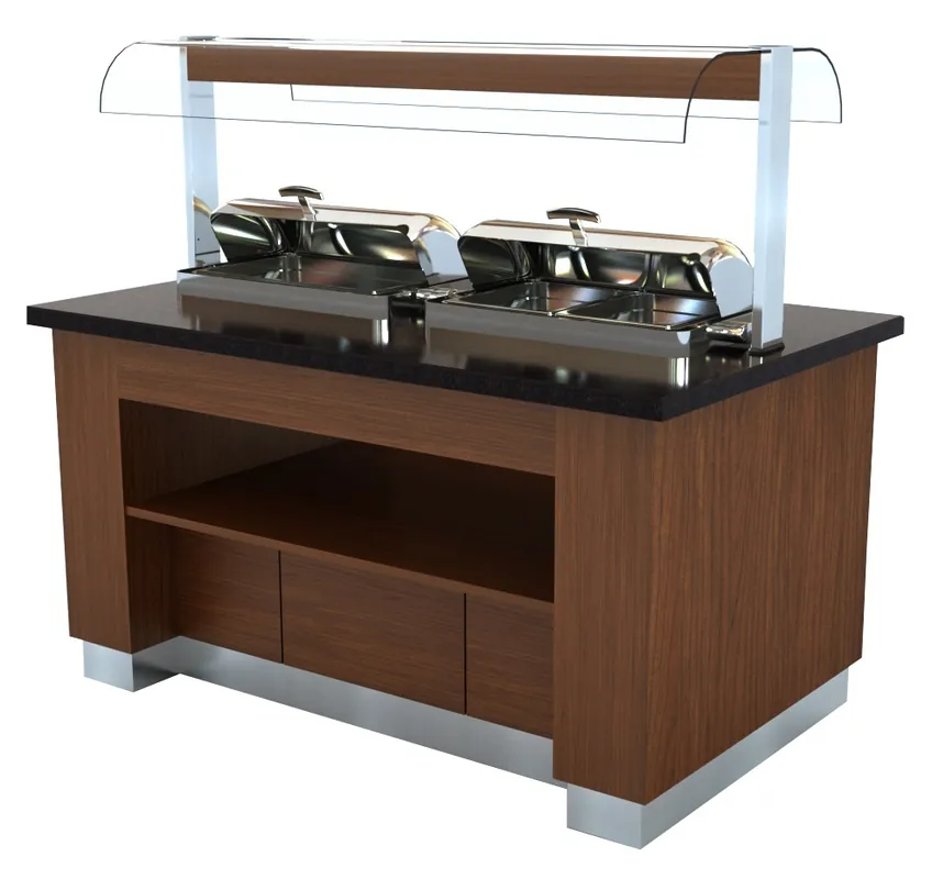 Finale Uitverkoop Warm Buffet Wenge - 2x 1/1GN Chafing Dish - 1600x1000x(H)900/1450mm