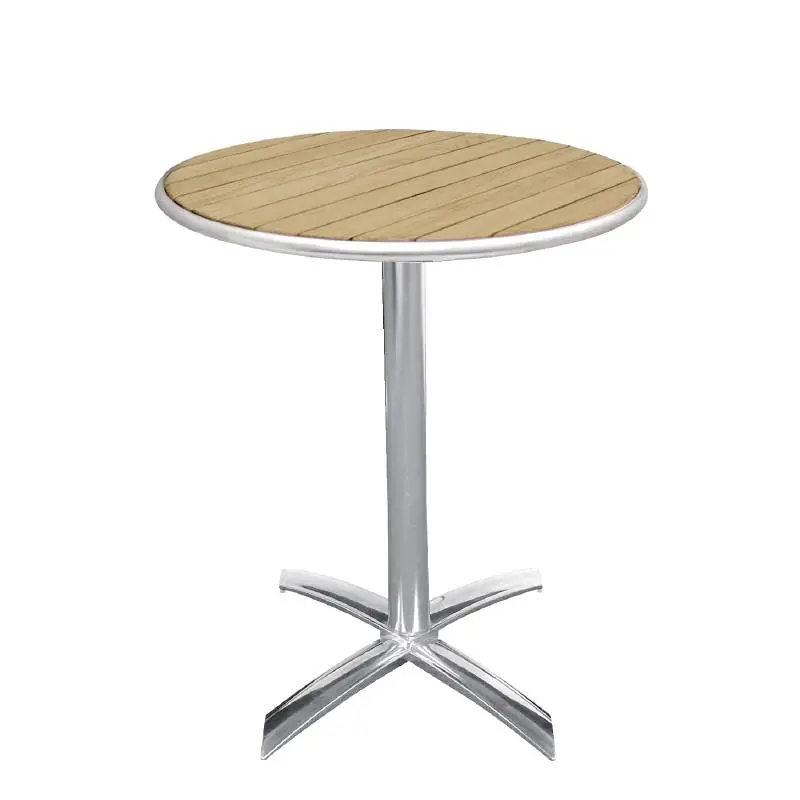 Betaalbaar Inklapbare Horeca Tafel - Frame Aluminium - met Essen Hout Bovenblad - 72(H)x60(Ø)cm