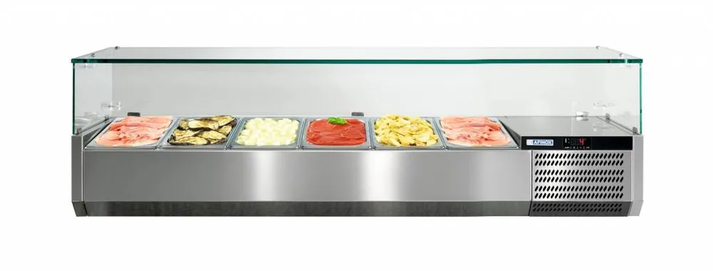 Opzetvitrine - VRS 1300/V GN 1/1 - Afinox - met glasopbouw Veilige Betaling