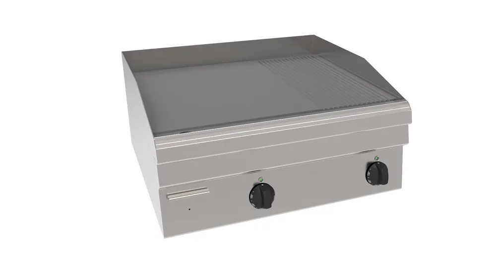 Elektrische Bakplaat EBP6 / 1/3GET - 2/3 Glad & 1/3 Geribbelde Plaat - 7,8 kW - 700x600x(H)300mm Laatste Kans