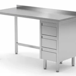 Werktafel RVS + Ladeblok (rechts) 3 lades + Spatrand HEAVY DUTY 800(b)x600(d)x885(h)mm Nu Kopen
