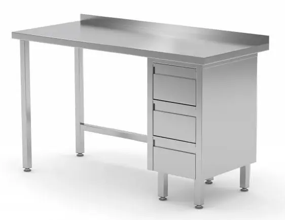 Werktafel RVS + Ladeblok (rechts) 3 lades + Spatrand HEAVY DUTY 800(b)x600(d)x885(h)mm Nu Kopen