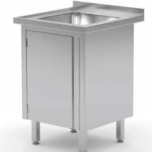 Veilige Betaling Spoeltafel RVS 500(b)x600(d)x885(h)mm + Spoelbak + 1 Klapdeur 400x400x(h)250