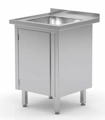 Veilige Betaling Spoeltafel RVS 500(b)x600(d)x885(h)mm + Spoelbak + 1 Klapdeur 400x400x(h)250