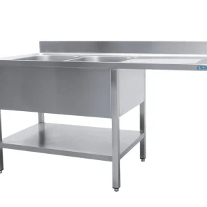 Superprijs SARO Spoeltafel, 2 wasbakken, links - 700 mm D, 2000 mm