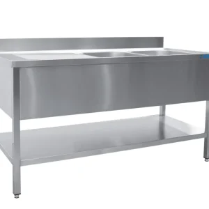 Aanbieding SARO spoeltafel,2 wasbakken, rechts - B 1600x D 600 mm