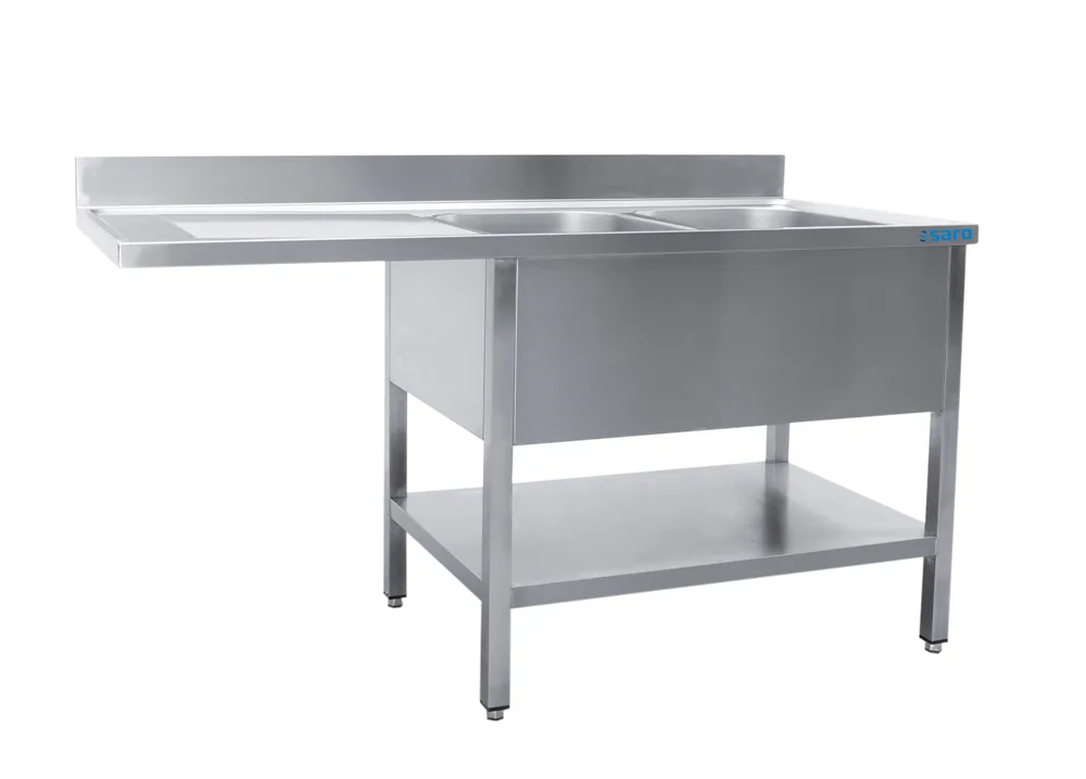 Gratis Retour SARO Spoeltafel, 2 wasbakken,rechts - B 1800 x D 600 mm