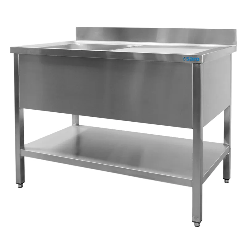 Veilige Betaling SARO spoeltafel, 1 wasbak, links - B 1600 x D 600 mm