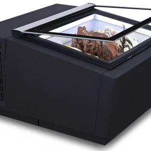 Direct Verzonden Tafelmodel Schepijsvitrine Zwart - Opening Klantzijde