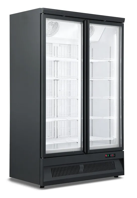 Vrieskast Zwart - 2 Glazen Deuren - SVO-1000F Populair