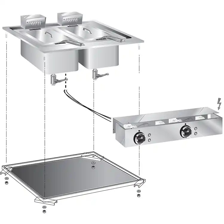 Bestseller Drop-in Friteuse 10+10 Liter - 10kW - Met Aansluitblok