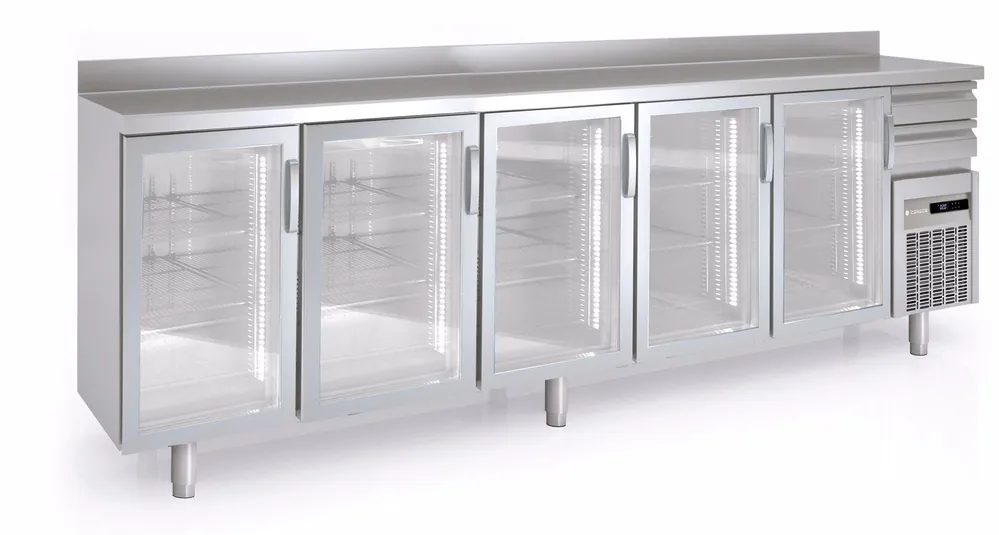 Beste Prijs Coreco Koelkast - Backbar - Glas Deur 863 L -2°C / +8°C - FMRV-350 - 5 Deurs