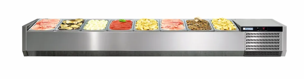 Afinox Vitrine - Opzetkoelvitrine 8 x 1/3 GN L - +2°C / +7°C - VRS 1815/S GN 1/1 zonder glasopbouw Superprijs