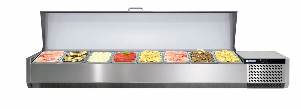 Beste Prijs Afinox Vitrine - Opzetkoelvitrine 8 x 1/3 GN L - +2°C / +7°C - VRS 1815/S GN 1/1 RVS deksel