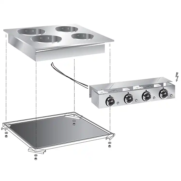 Direct Beschikbaar Drop-in Elektrische Kookplaat - 4 Platen - 8,2 kW - Met Aansluitblok