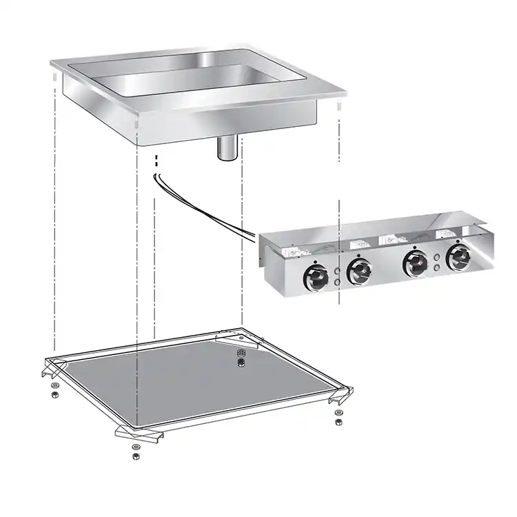Snelle Levering Drop-in Multifunctionele Braadpan, Met Aansluitblok
