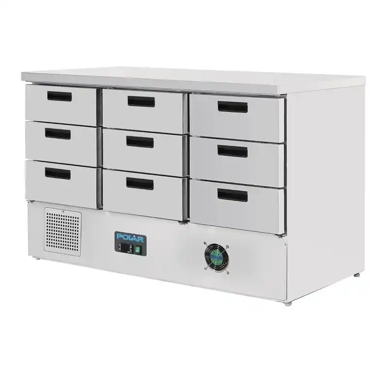 Snelle Levering Polar G-serie Koelwerkbank - 9 Lades - 368L - 1365x700x(H)880mm