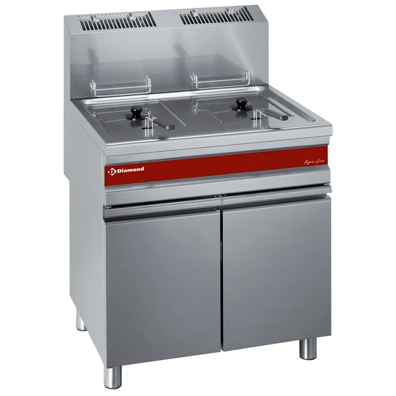 Bestel Nu Frituurpan op gas, 2 kuipen van 15 liter op kast - 750x650x(h)845/1010mm