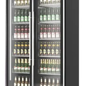 Horeca Koelkast Zwart - 2 Glazen Deur - 1100x600x(H)1980mm Betaalbaar
