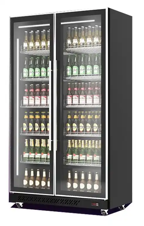 Horeca Koelkast Zwart - 2 Glazen Deur - 1100x600x(H)1980mm Betaalbaar