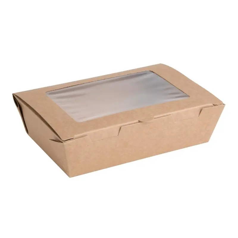 Composteerbare Saladedozen met Venster - 200 Stuks - 1200ml Direct Verzonden