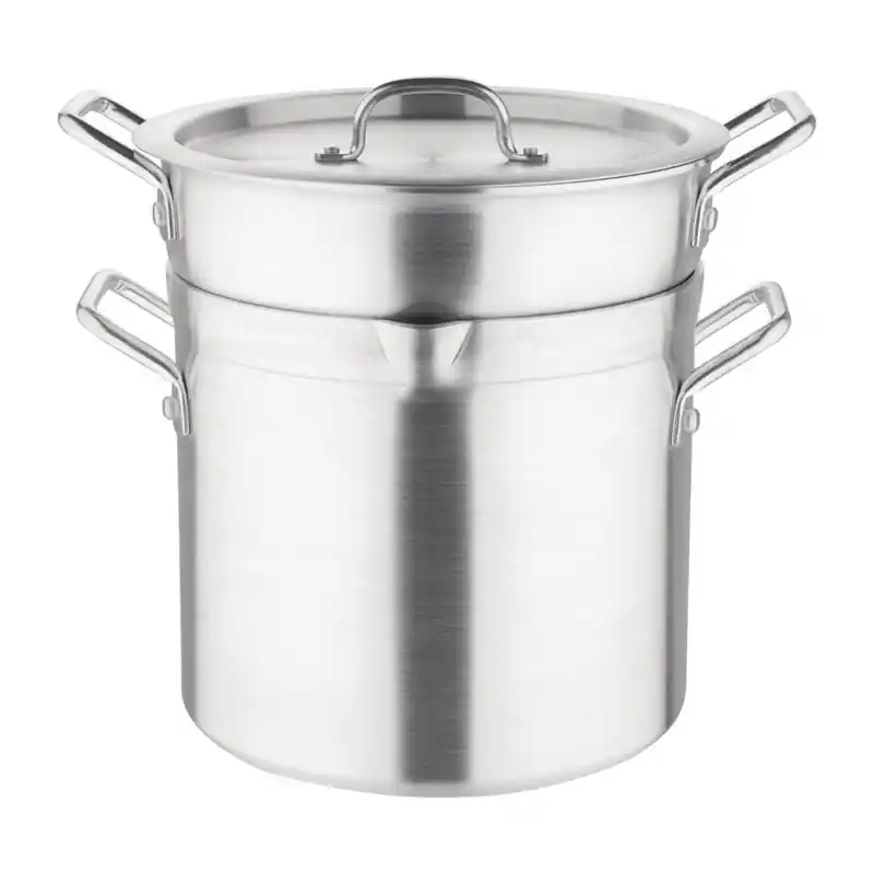 Rechtstreeks Van De Fabrikant Vogue aluminium pan met au bain marie inzet 10L