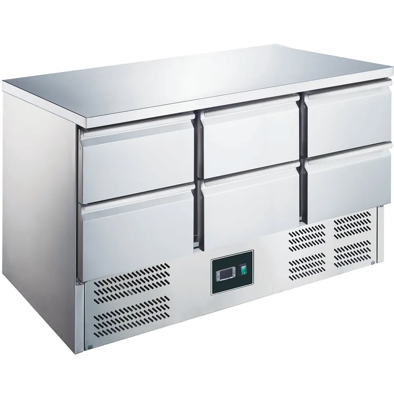 Op = Op Gekoelde werkbank met 6 lades, model ES 903 S/S TOP 0/6