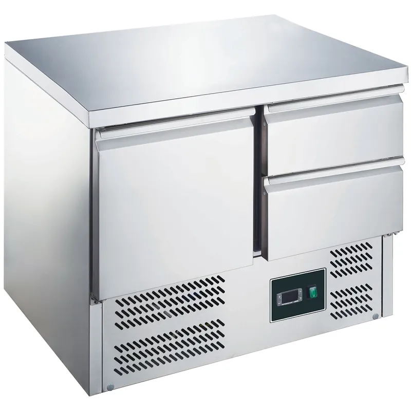 Gereduceerde Prijs SARO Gekoelde werkbank, deur +lades, ES 901 S/S TOP 1/2