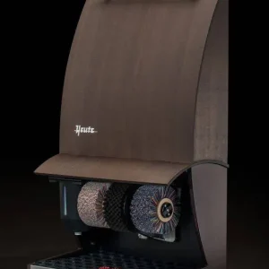 Op = Op Schoenpoetsmachine Elégance Nature Plus - 3 Borstels - Hout -Donker Walnoot - 500(l)x300(d)x860(h)mm