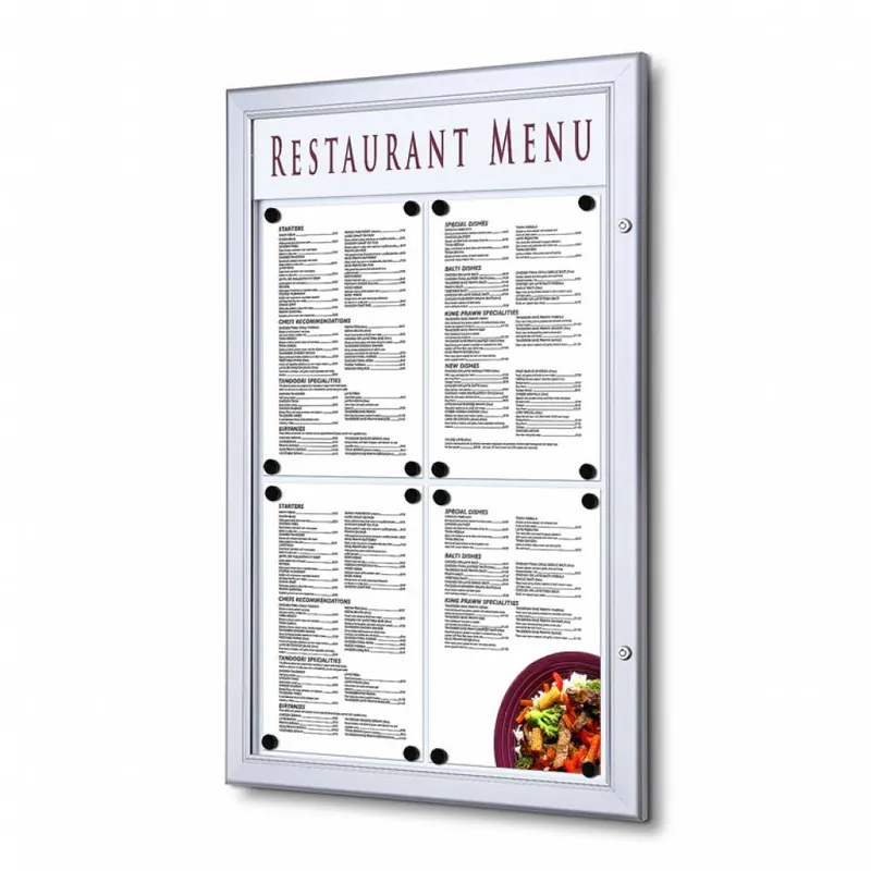 Exclusieve Aanbieding Outdoor Menu Case 4 x A4 Aluminium LED verlicht