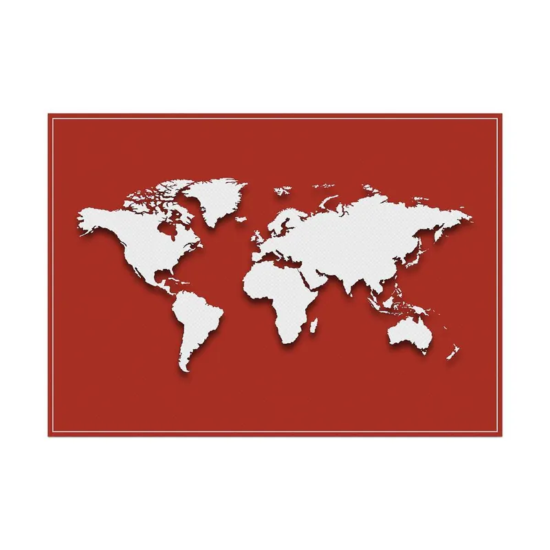 Placemat Set van 6 Stuks Wereldkaart Rood Bestel Nu