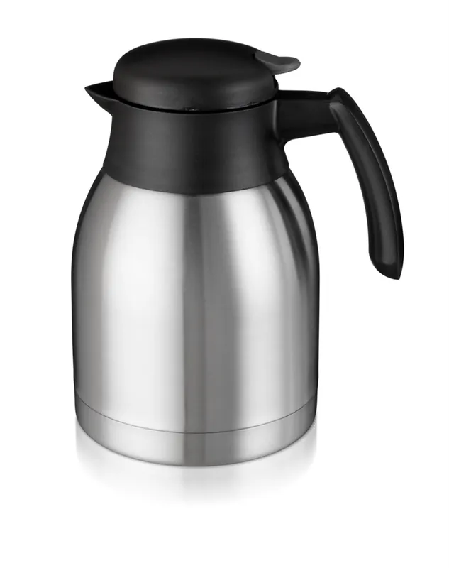 Dubbelwandige Thermoskan 1,5 Liter - RVS + Zwart Aanbieding