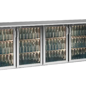 Superprijs Flessenkoeling 4 Glasdeuren Chroomstaal - Gamko E3/2222GMUCS84 - 2542x512x(H)840/860-880 mm