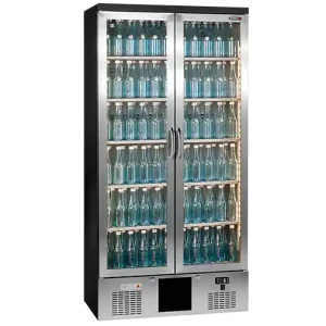 Flessenkoelkast 2 Glasdeuren Antraciet/Chroomstaal - Gamko MG3/500GCS - 900x530x(H)1800/1825mm Direct Verzonden