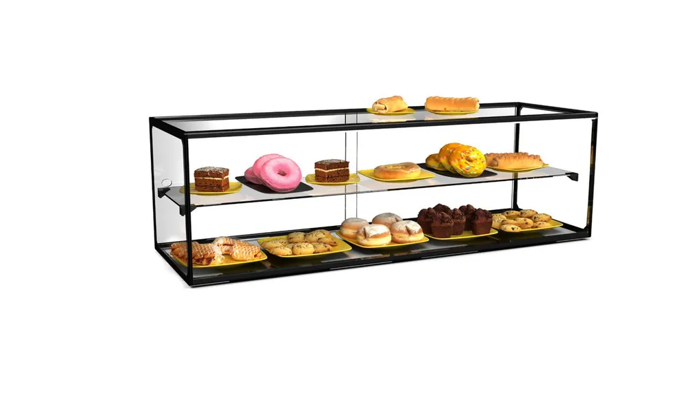 Meest Verkocht Neutrale Vitrine Met LED - Niet Gemonteerd - 2 Verdiepingen - 920x330x(H)315mm