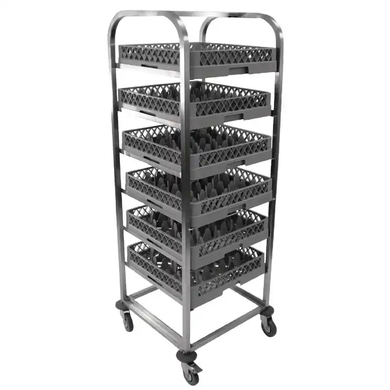 Actieprijs RVS Spoelkorfwagen voor 7 Korven 626x588x(H)1621mm