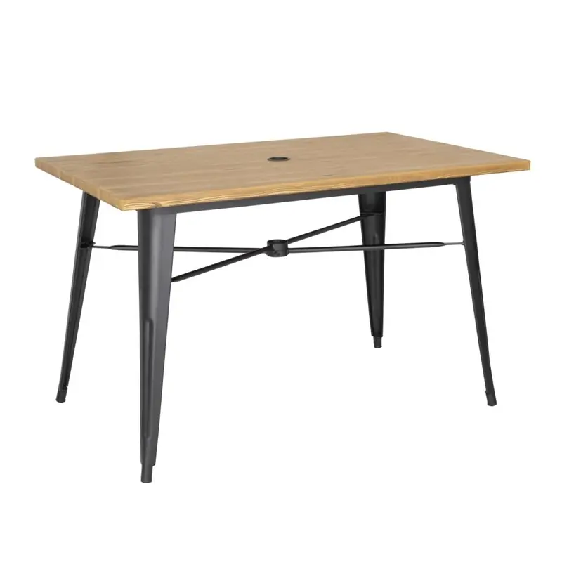 Premium Bolero Outdoor Tafel 120x76x75cm - Aluminium Blad Met Licht Houtdessin