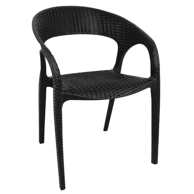 Uitverkoop Bolero Polyrotan Stoel met Armleuning Zwart - 4 Stuks
