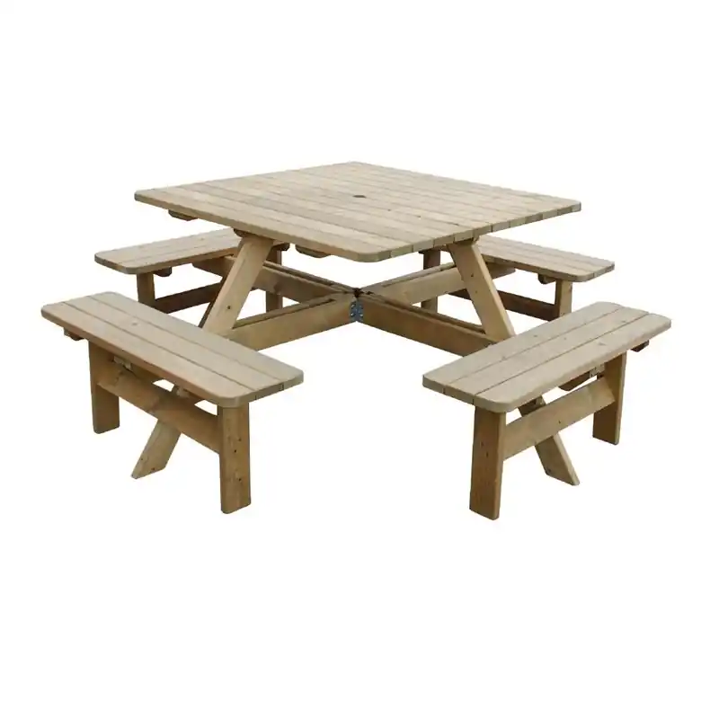Vierkante Houten Picknicktafel 198cm Laatste Kans