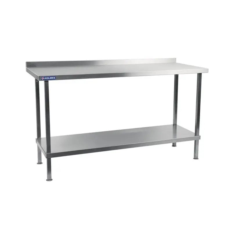 Meest Verkocht RVS Gelaste Werktafel met Spatrand en Bodemschap - 1800x600x(H)1200mm
