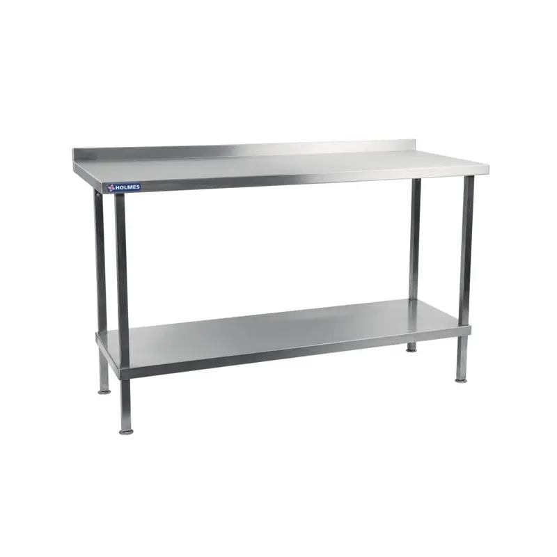 Hete Deal RVS Gelaste Werktafel met Spatrand en Bodemschap - 1200x600x(H)1200mm
