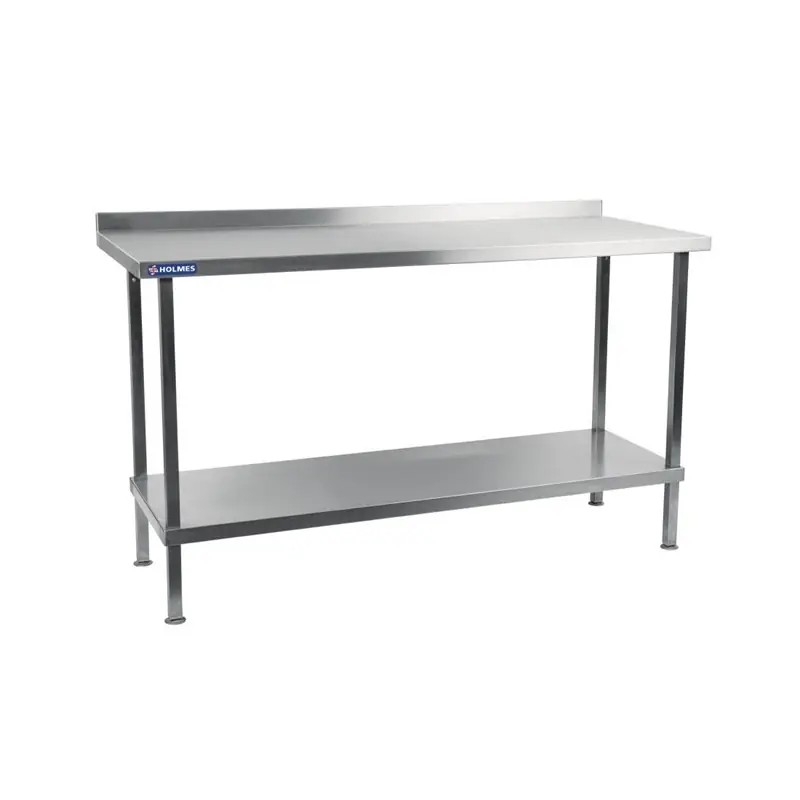 Goedkoop RVS Gelaste Werktafel met Spatrand en Bodemschap - 1500x600x(H)1200mm