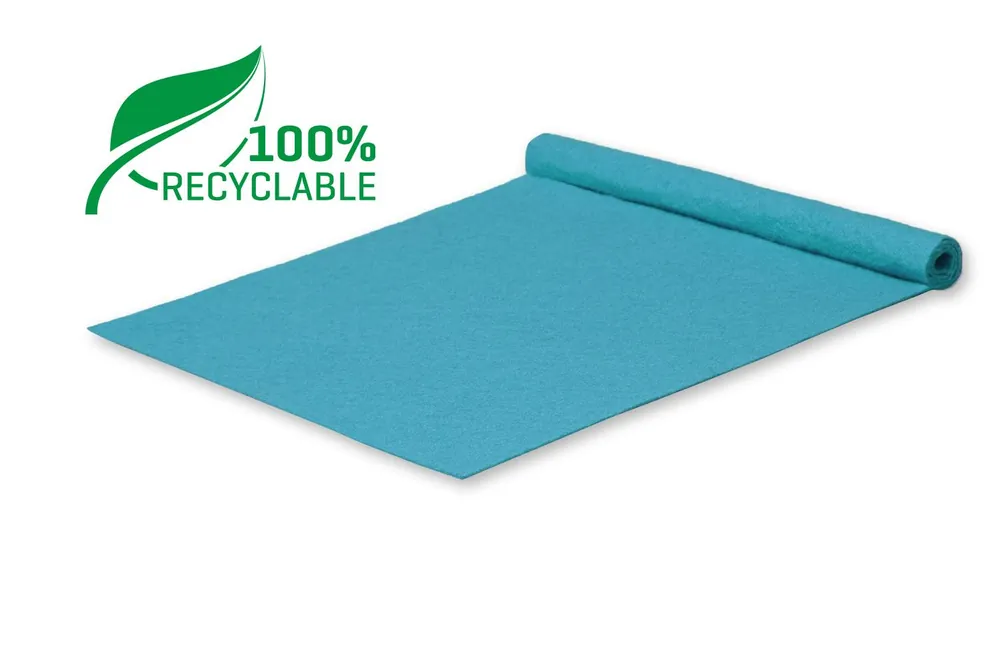 Tokyo Recycle loper turquoise - Beschermende folielaag - 5x 1 meter Rechtstreeks Van De Fabrikant