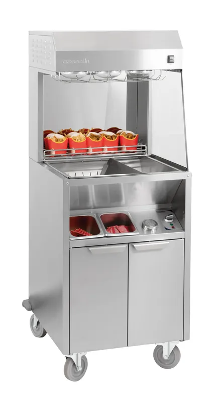 Gratis Retour Mobiel Frites Uitgifte- en Warmhoudstation 600 - Dubbel Verwarmd - 600x700x(H)1600mm