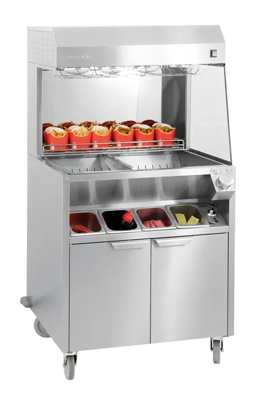 Gereduceerde Prijs Mobiel Frites Uitgifte- en Warmhoudstation 800 - Dubbel Verwarmd - 800x700x(H)1600mm
