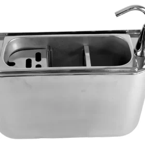 Lage Kosten IJslepel spoelbak met kraan - 410x120x(h)270mm - Incl. waterafvoergat, wateraansluiting en standpijp