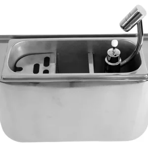 Gereduceerde Prijs IJslepel spoelbak met ijslepeldouche - 410x120x(h)270mm - Incl. waterafvoergat, wateraansluiting en standpijp